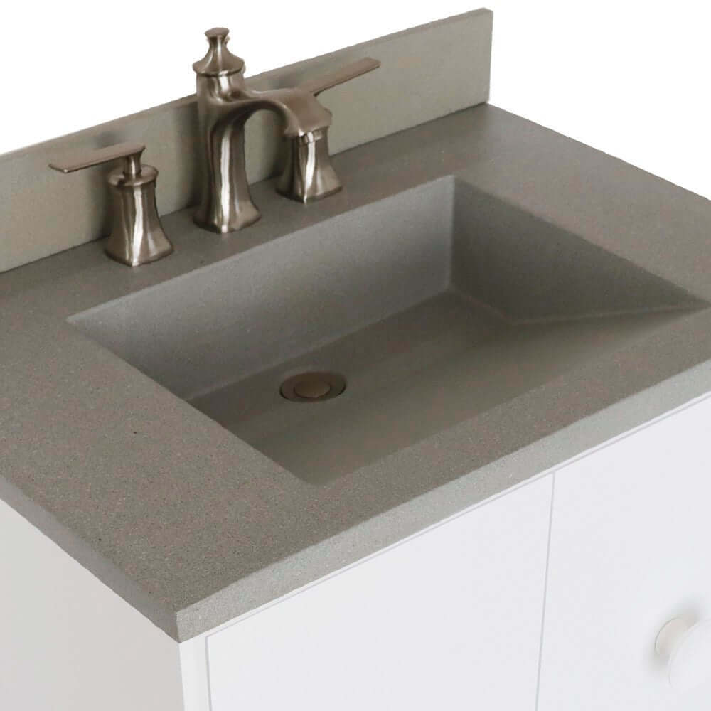 Bellaterra 400400C-WH-CTDG 31" Wood Single Vanity w/ Concrete Top Rectangle Sink (White)