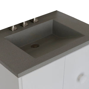 Bellaterra 400400C-WH-CTDG 31" Wood Single Vanity w/ Concrete Top Rectangle Sink (White)