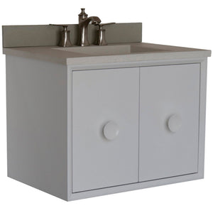 Bellaterra 400400C-WH-CTWH 31" Wood Single Vanity w/ Concrete Top Rectangle Sink (White)