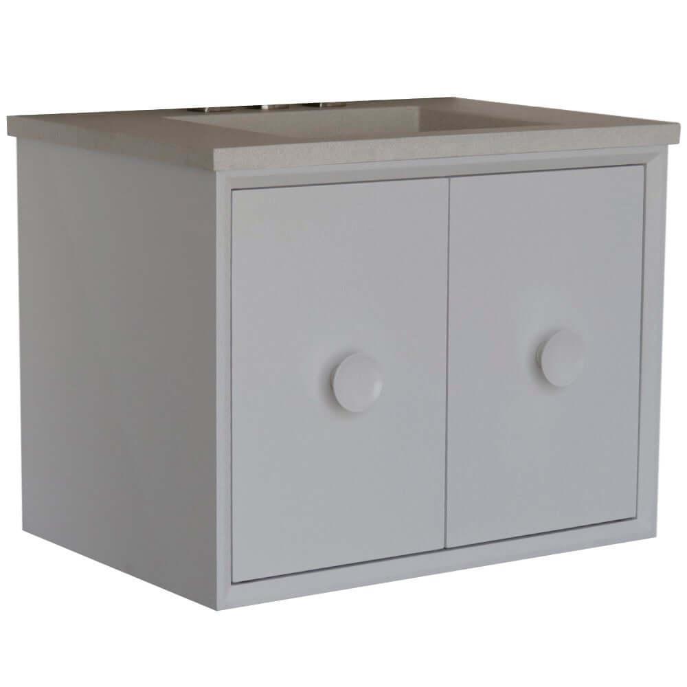 Bellaterra 400400C-WH-CTWH 31" Wood Single Vanity w/ Concrete Top Rectangle Sink (White)