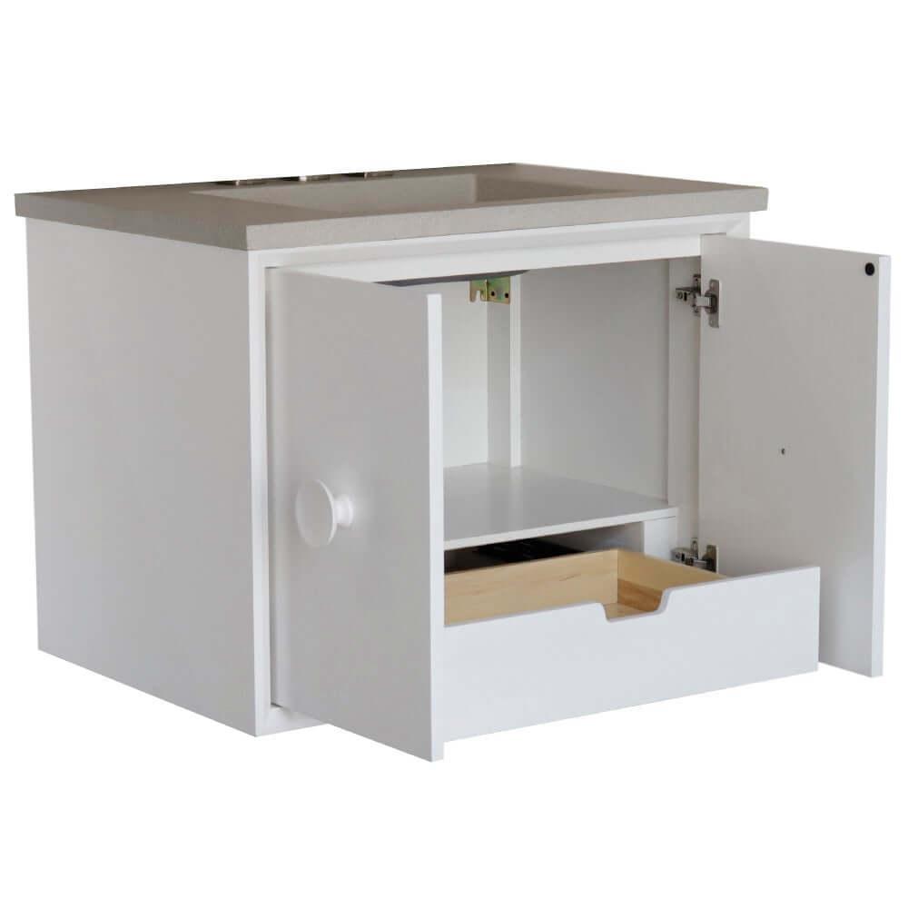 Bellaterra 400400C-WH-CTWH 31" Wood Single Vanity w/ Concrete Top Rectangle Sink (White)