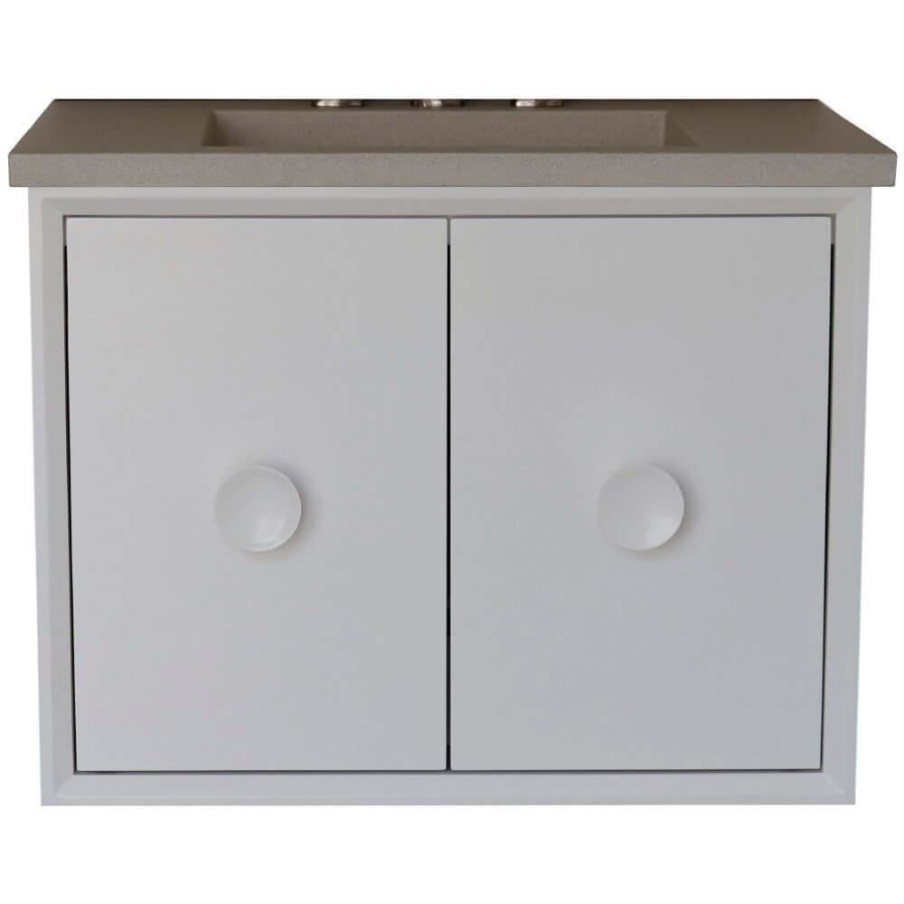 Bellaterra 400400C-WH-CTWH 31" Wood Single Vanity w/ Concrete Top Rectangle Sink (White)