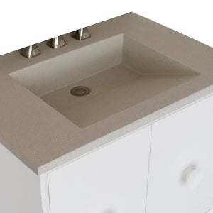 Bellaterra 400400C-WH-CTWH 31" Wood Single Vanity w/ Concrete Top Rectangle Sink (White)