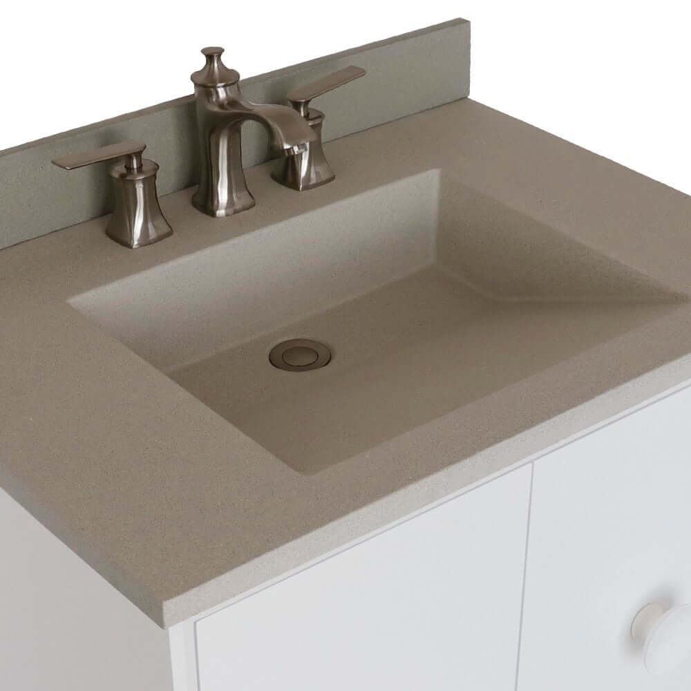 Bellaterra 400400C-WH-CTWH 31" Wood Single Vanity w/ Concrete Top Rectangle Sink (White)