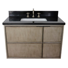 Load image into Gallery viewer, Bellaterra 37&quot; Single Wall Mount Vanity in Linen Brown Finish with Counter Top and Sink 400500-CAB-LN, Black Galaxy / Rectangle, Front