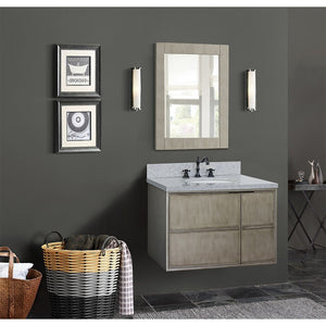 Bellaterra 37" Single Wall Mount Vanity in Linen Brown Finish with Counter Top and Sink 400500-CAB-LN, Gray Granite / Oval, Front