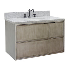 Load image into Gallery viewer, Bellaterra 37&quot; Single Wall Mount Vanity in Linen Brown Finish with Counter Top and Sink 400500-CAB-LN, Gray Granite / Oval, Front