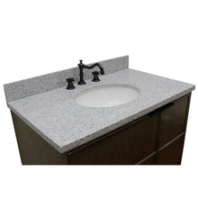 Load image into Gallery viewer, Bellaterra 37&quot; Single Wall Mount Vanity in Linen Brown Finish with Counter Top and Sink 400500-CAB-LN, Gray Granite / Oval, Top Front