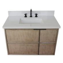 Load image into Gallery viewer, Bellaterra 37&quot; Single Wall Mount Vanity in Linen Brown Finish with Counter Top and Sink 400500-CAB-LN, White Quartz / Rectangle, Top Front