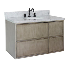 Load image into Gallery viewer, Bellaterra 37&quot; Single Wall Mount Vanity in Linen Brown Finish with Counter Top and Sink 400500-CAB-LN, White Carrara Marble / Oval, Front