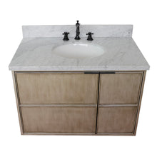 Load image into Gallery viewer, Bellaterra 37&quot; Single Wall Mount Vanity in Linen Brown Finish with Counter Top and Sink 400500-CAB-LN, White Quartz / Round, Top Front