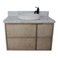 Load image into Gallery viewer, Bellaterra 37&quot; Single Wall Mount Vanity in Linen Brown Finish with Counter Top and Sink 400500-CAB-LN, White Carrara Marble / Round, Front