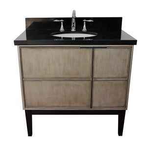 Bellaterra 37" Single Vanity in Linen Brown Finish with Counter Top and Sink 400500-LN, Galaxy / Oval, Front