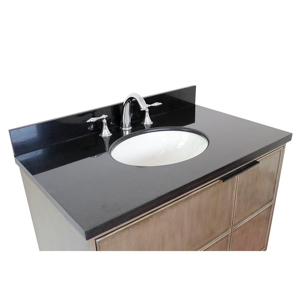 Bellaterra 37" Single Vanity in Linen Brown Finish with Counter Top and Sink 400500-LN, Galaxy / Oval, Top View