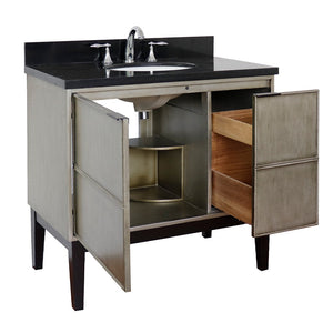 Bellaterra 37" Single Vanity in Linen Brown Finish with Counter Top and Sink 400500-LN, Galaxy / Oval, Open Inside