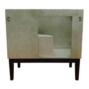 Bellaterra 37" Single Vanity in Linen Brown Finish with Counter Top and Sink 400500-LN, Galaxy / Oval, Backside