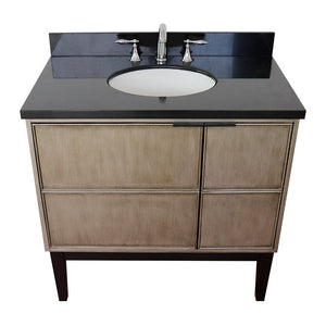 Bellaterra 37" Single Vanity in Linen Brown Finish with Counter Top and Sink 400500-LN, Galaxy / Oval, Front Top