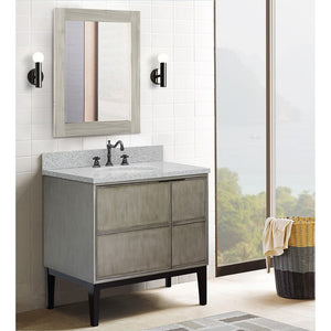 Bellaterra 37" Single Vanity in Linen Brown Finish with Counter Top and Sink 400500-LN, Gray Granite / Oval, Front