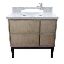 Load image into Gallery viewer, Bellaterra 37&quot; Single Vanity in Linen Brown Finish with Counter Top and Sink 400500-LN, Gray Granite / Round, Front