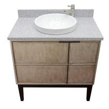 Load image into Gallery viewer, Bellaterra 37&quot; Single Vanity in Linen Brown Finish with Counter Top and Sink 400500-LN, Gray Granite / Round, Top View