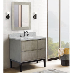 Bellaterra 37" Single Vanity in Linen Brown Finish with Counter Top and Sink 400500-LN, Gray Granite / Rectangle, Front