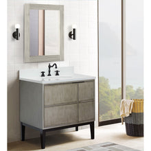Load image into Gallery viewer, Bellaterra 37&quot; Single Vanity in Linen Brown Finish with Counter Top and Sink 400500-LN, White Quartz / Oval, Front