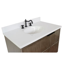 Load image into Gallery viewer, Bellaterra 37&quot; Single Vanity in Linen Brown Finish with Counter Top and Sink 400500-LN, White Quartz / Oval, Top Front