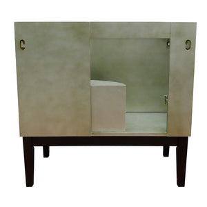 Bellaterra 37" Single Vanity in Linen Brown Finish with Counter Top and Sink 400500-LN, White Quartz / Round, Backside