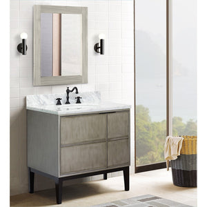 Bellaterra 37" Single Vanity in Linen Brown Finish with Counter Top and Sink 400500-LN, White Carrara Marble / Oval, Front