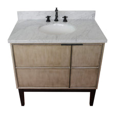 Load image into Gallery viewer, Bellaterra 37&quot; Single Vanity in Linen Brown Finish with Counter Top and Sink 400500-LN, White Carrara Marble / Oval, Top View