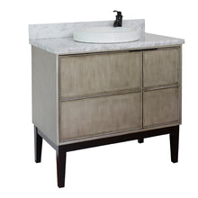 Load image into Gallery viewer, Bellaterra 37&quot; Single Vanity in Linen Brown Finish with Counter Top and Sink 400500-LN, White Carrara Marble / Round, Front
