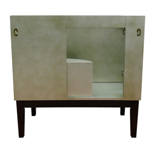 Bellaterra 37" Single Vanity in Linen Brown Finish with Counter Top and Sink 400500-LN, White Carrara Marble / Rectangle, Backside