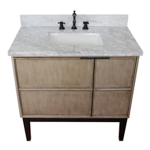 Load image into Gallery viewer, Bellaterra 37&quot; Single Vanity in Linen Brown Finish with Counter Top and Sink 400500-LN, White Carrara Marble / Rectangle, Top Front