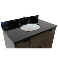 Load image into Gallery viewer, Bellaterra 37&quot; Single Wall Mount Vanity in Linen Gray Finish with Counter Top and Sink 400501-CAB-LY, Black Galaxy / Oval, Top Basin