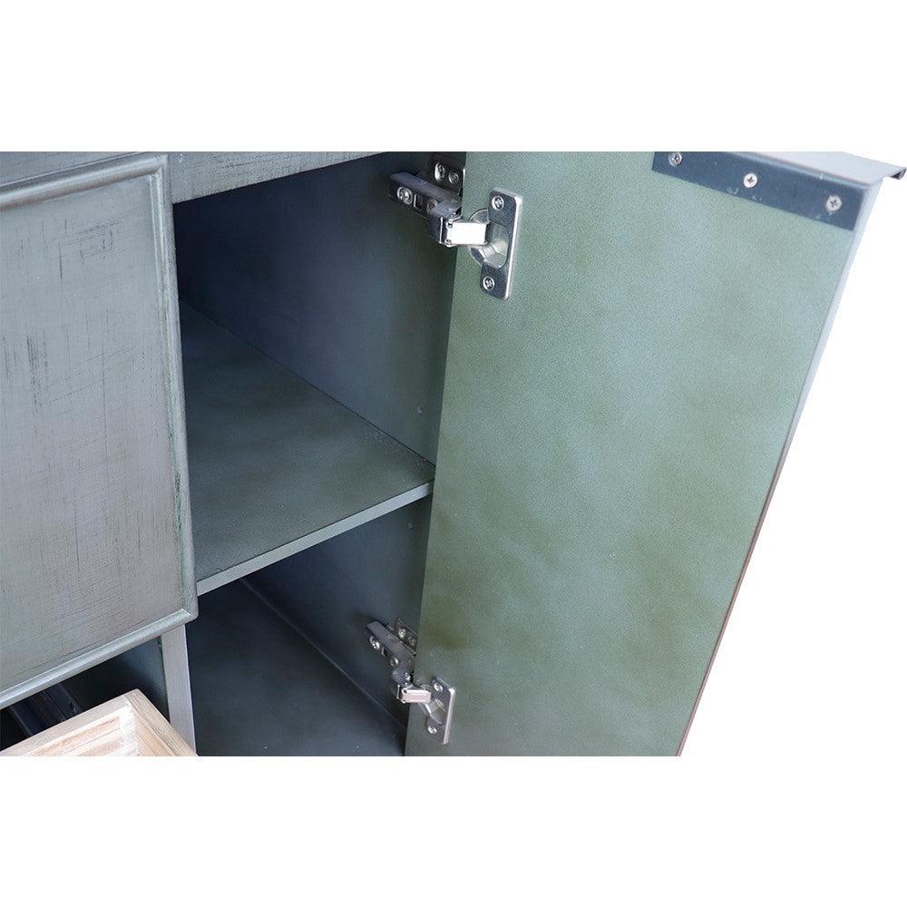 Bellaterra 37" Single Wall Mount Vanity in Linen Gray Finish with Counter Top and Sink 400501-CAB-LY, Black Galaxy / Oval, Inside