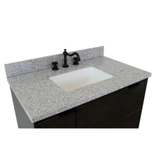 Load image into Gallery viewer, Bellaterra 37&quot; Single Wall Mount Vanity in Linen Gray Finish with Counter Top and Sink 400501-CAB-LY, Gray Granite / Rectangle, Top Front