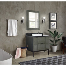 Load image into Gallery viewer, Bellaterra 37&quot; Single Vanity in Linen Gray Finish with Counter Top and Sink 400501-LY, Black Galaxy / Round, Front