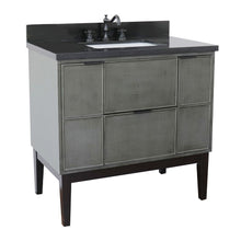 Load image into Gallery viewer, Bellaterra 37&quot; Single Vanity in Linen Gray Finish with Counter Top and Sink 400501-LY, Black Galaxy / Rectangle, Front