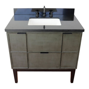 Bellaterra 37" Single Vanity in Linen Gray Finish with Counter Top and Sink 400501-LY, Black Galaxy / Rectangle, Top