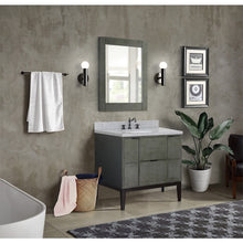 Load image into Gallery viewer, Bellaterra 37&quot; Single Vanity in Linen Gray Finish with Counter Top and Sink 400501-LY, Gray Granite / Oval, Front