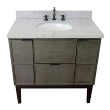 Load image into Gallery viewer, Bellaterra 37&quot; Single Vanity in Linen Gray Finish with Counter Top and Sink 400501-LY, Gray Granite / Oval, Top 