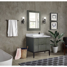 Load image into Gallery viewer, Bellaterra 37&quot; Single Vanity in Linen Gray Finish with Counter Top and Sink 400501-LY, Gray Granite / Round, Front