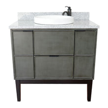 Load image into Gallery viewer, Bellaterra 37&quot; Single Vanity in Linen Gray Finish with Counter Top and Sink 400501-LY, Gray Granite / Round, Front