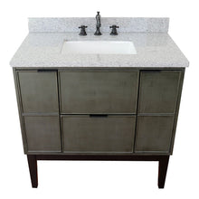 Load image into Gallery viewer, Bellaterra 37&quot; Single Vanity in Linen Gray Finish with Counter Top and Sink 400501-LY, Gray Granite / Rectangle, Top