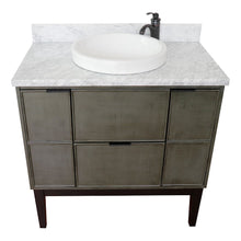 Load image into Gallery viewer, Bellaterra 37&quot; Single Vanity in Linen Gray Finish with Counter Top and Sink 400501-LY, White Carrara Marble / Round, Front 