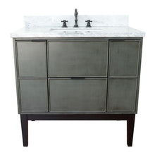 Load image into Gallery viewer, Bellaterra 37&quot; Single Vanity in Linen Gray Finish with Counter Top and Sink 400501-LY, White Carrara Marble / Rectangle, Front