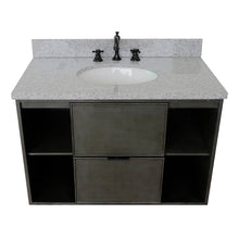 Load image into Gallery viewer, Bellaterra 37&quot; Single Wall Mount Vanity in Linen Gray Finish with Counter Top and Sink 400502-CAB-LY, Gray Granite / Oval