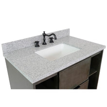 Load image into Gallery viewer, Bellaterra 37&quot; Single Wall Mount Vanity in Linen Gray Finish with Counter Top and Sink 400502-CAB-LY, Gray Granite / Rectangle, Basin Top