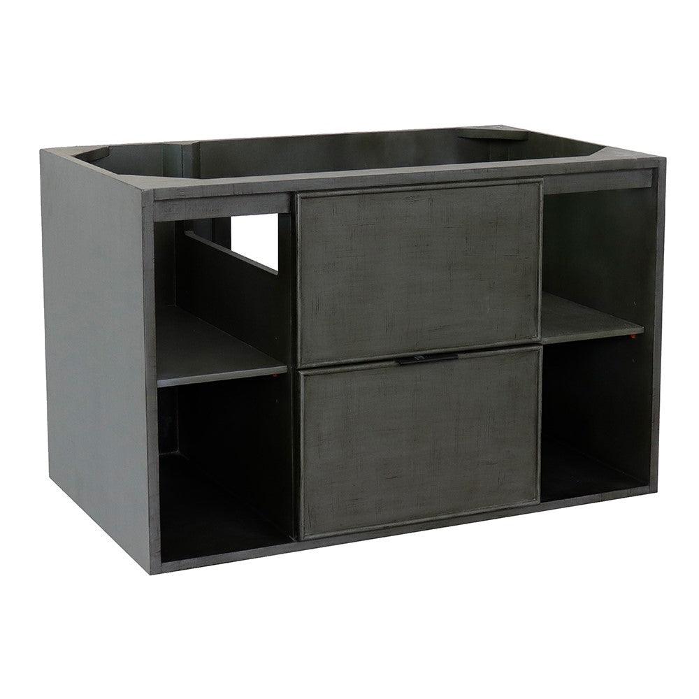Bellaterra 400502-CAB-LY 36" Single Wall Mount Vanity in Linen Gray Finish - Cabinet Only, Front