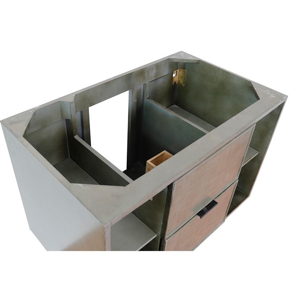 Bellaterra 400502-CAB-LY 36" Single Wall Mount Vanity in Linen Gray Finish - Cabinet Only, Top Inside